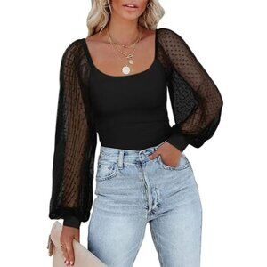 Pinkmstyle Bodysuit Womens M Black Whimsigoth‎ Witchy Coquette Romantic Bohemian